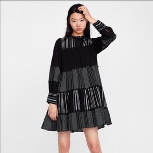 New! Zara tiered high neck swing dress